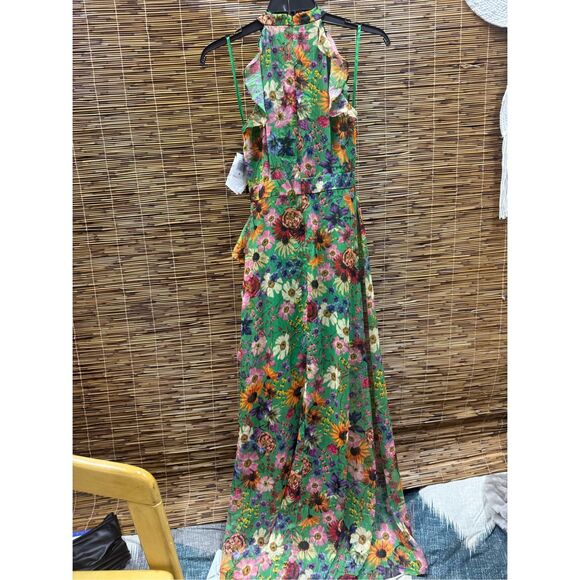 Betsy & Adam Women's Floral-Print Ruffled Halter Gown - Green size 4 US - Picture 3 of 3